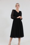 Непышное платье из фатина миди (Черное)      - фото 