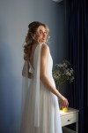 Фатиновое  платье миди (Белое)   не пышное - фото 